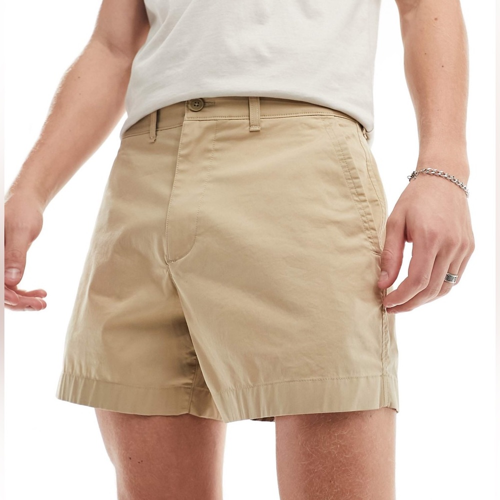 Abercrombie & Fitch Men's Tan Flat-Front Chino Shorts